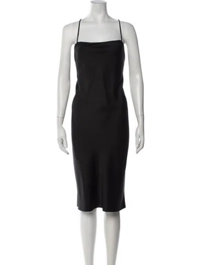 Pre-owned Ba&sh Square Neckline Midi Length Dress In Black