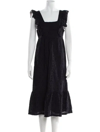 Pre-owned Ba&sh Square Neckline Midi Length Dress In Blue