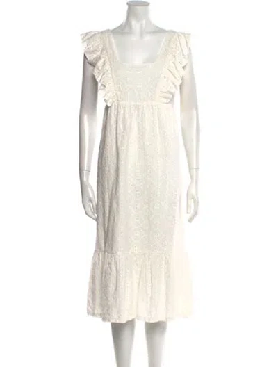 Pre-owned Ba&sh Square Neckline Midi Length Dress In Neutral