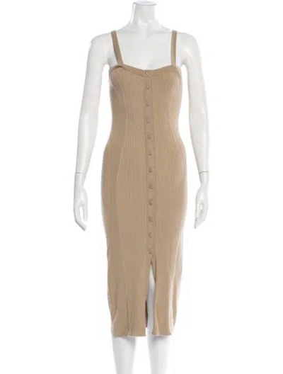 Pre-owned Ba&sh Square Neckline Midi Length Dress In Neutral