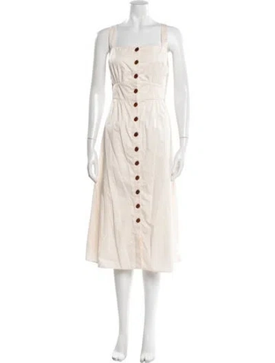 Pre-owned Ba&sh Square Neckline Midi Length Dress In Neutral