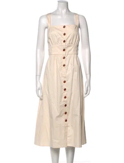 Pre-owned Ba&sh Square Neckline Midi Length Dress In Neutral