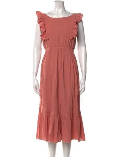 Pre-owned Ba&sh Square Neckline Midi Length Dress In Pink