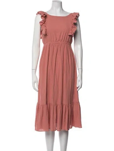 Pre-owned Ba&sh Square Neckline Midi Length Dress In Pink