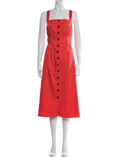Pre-owned Ba&sh Square Neckline Midi Length Dress In Red