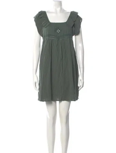 Pre-owned Ba&sh Square Neckline Mini Dress In Green