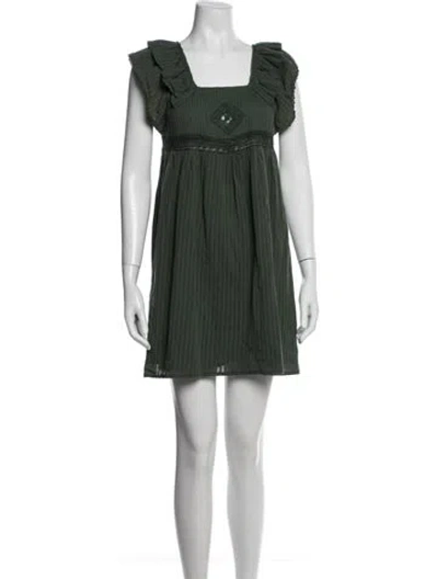Pre-owned Ba&sh Square Neckline Mini Dress In Green