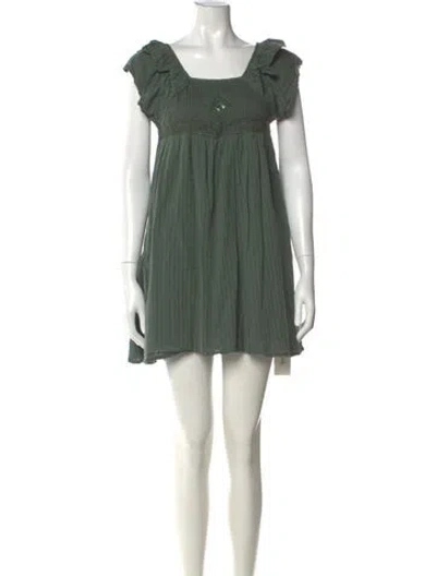 Pre-owned Ba&sh Square Neckline Mini Dress In Green