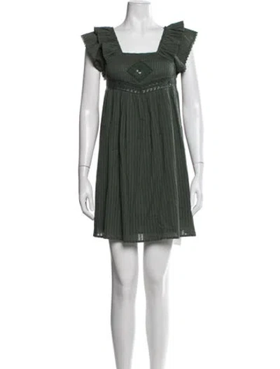 Pre-owned Ba&sh Square Neckline Mini Dress In Green
