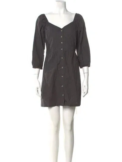 Pre-owned Ba&sh Square Neckline Mini Dress In Grey