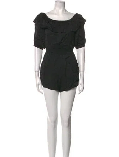 Pre-owned Ba&sh Square Neckline Romper In Black