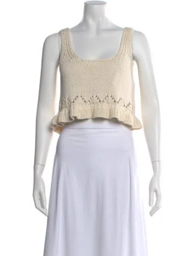 Pre-owned Ba&sh Square Neckline Sleeveless Crop Top In Neutral