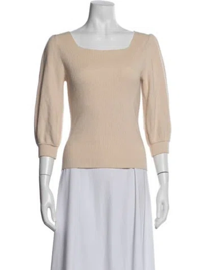 Pre-owned Ba&sh Square Neckline Three-quarter Sleeve Top In Neutral