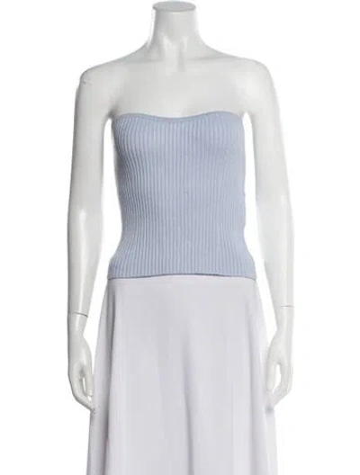 Pre-owned Ba&sh Strapless Crop Top In Blue