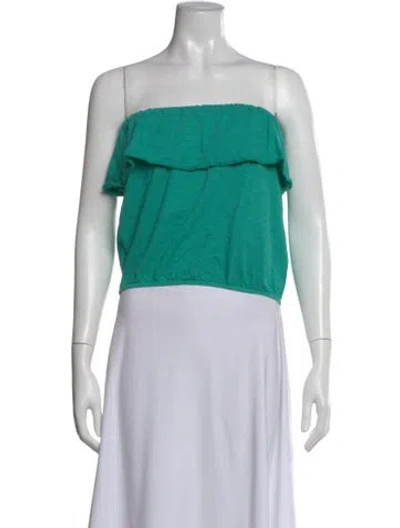 Pre-owned Ba&sh Strapless Crop Top In Green