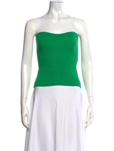 Pre-owned Ba&sh Strapless Crop Top In Green