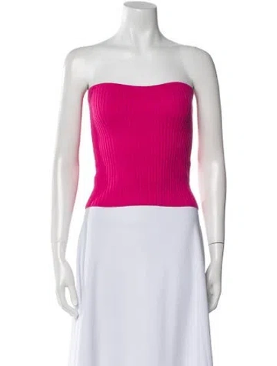 Pre-owned Ba&sh Strapless Crop Top In Pink