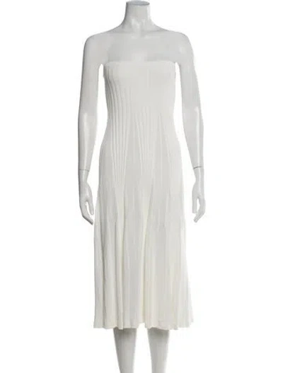 Pre-owned Ba&sh Strapless Midi Length Dress In White