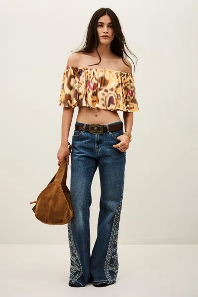 Ba&sh Strapless Sleeves  Collar Top Manthea For Women In Yellow