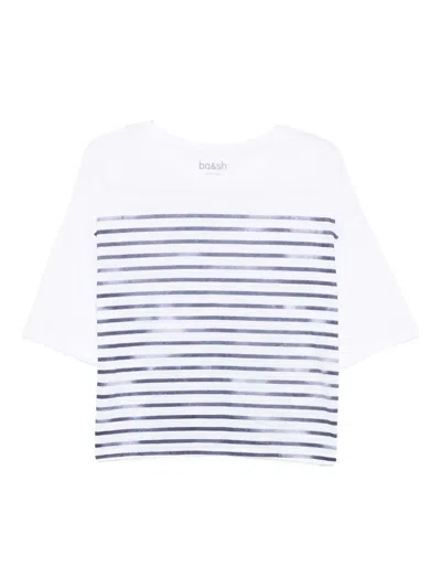 Ba&sh Stripe Print Boxy Top In White