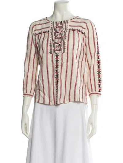 Pre-owned Ba&sh Striped Bateau Neckline Blouse In Neutral