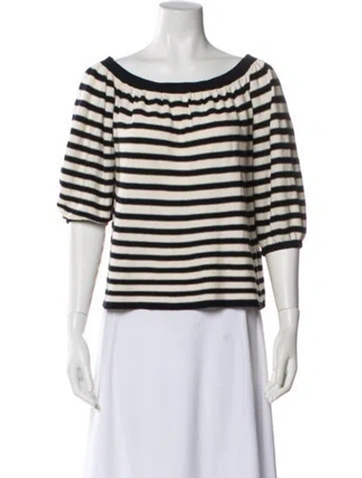 Pre-owned Ba&sh Striped Bateau Neckline T-shirt In Neutral