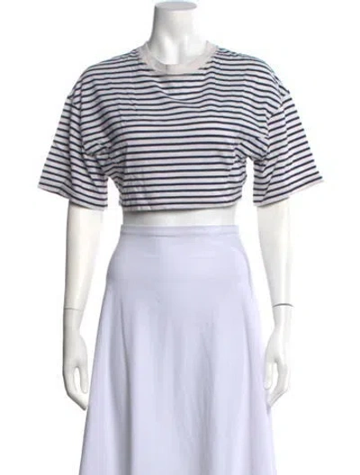 Pre-owned Ba&sh Striped Crew Neck Crop Top In Neutrals