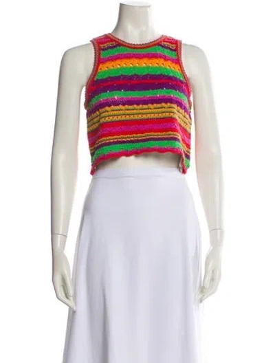 Pre-owned Ba&sh Striped Crew Neck Crop Top W/ Tags In Yellow