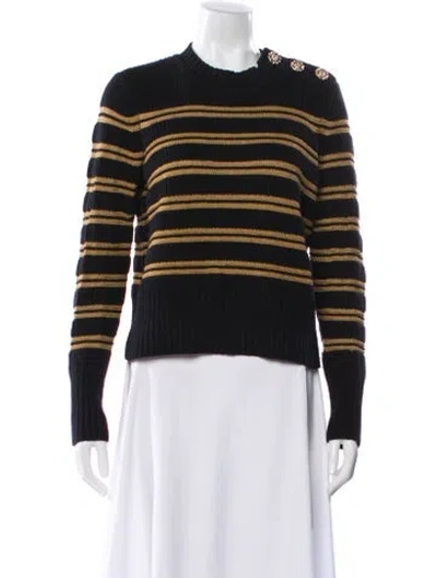 Pre-owned Ba&sh Striped Crew Neck Sweater In Black