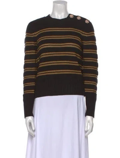 Pre-owned Ba&sh Striped Crew Neck Sweater In Black