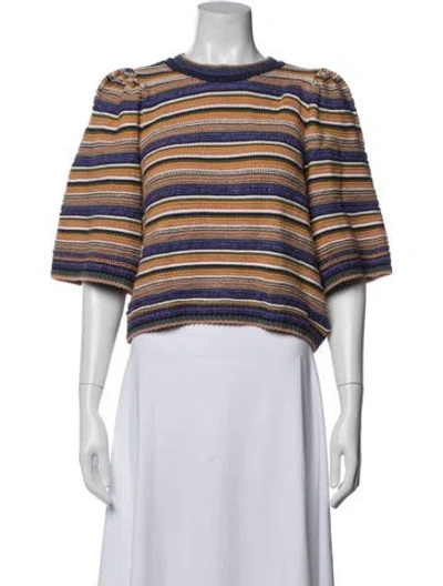 Pre-owned Ba&sh Striped Crew Neck Sweater In Blue