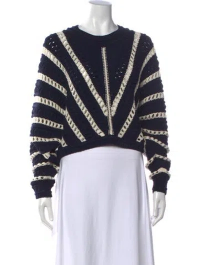 Pre-owned Ba&sh Striped Crew Neck Sweater In Blue