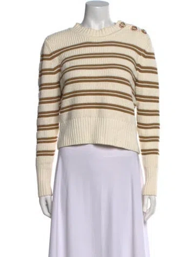 Pre-owned Ba&sh Striped Crew Neck Sweater In Neutral