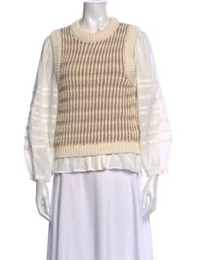 Pre-owned Ba&sh Striped Crew Neck Sweater In Neutrals