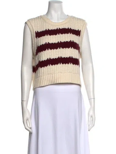 Pre-owned Ba&sh Striped Crew Neck Sweater In White