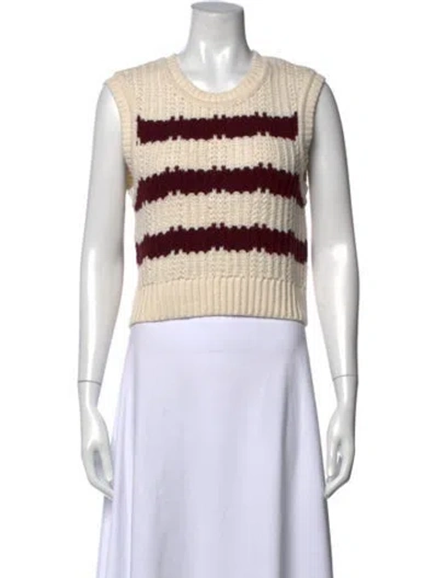 Pre-owned Ba&sh Striped Crew Neck Sweater In White