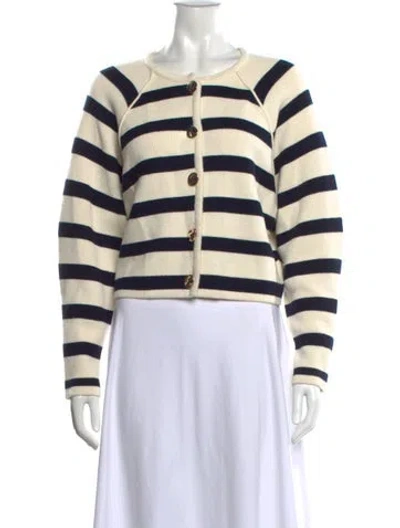 Pre-owned Ba&sh Striped Crew Neck Sweater In White