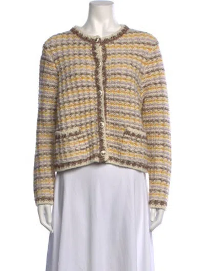 Pre-owned Ba&sh Striped Crew Neck Sweater In Yellow