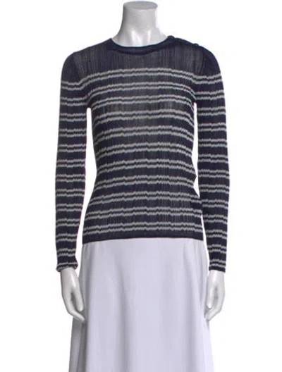 Pre-owned Ba&sh Striped Crew Neck Top In Blue