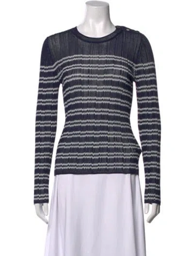 Pre-owned Ba&sh Striped Crew Neck Top In Blue