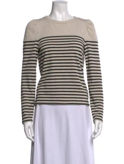 Pre-owned Ba&sh Striped Crew Neck Top In Neutral