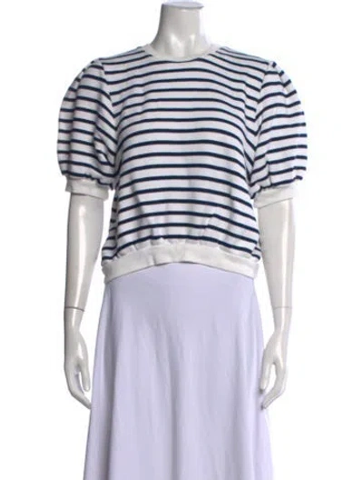 Pre-owned Ba&sh Striped Crew Neck Top In White