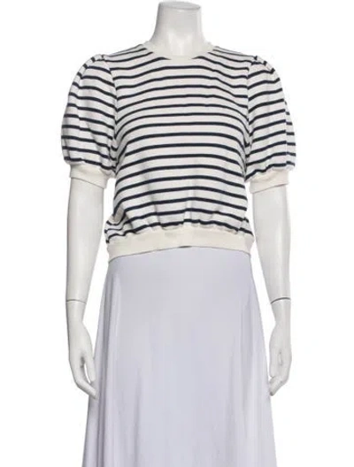 Pre-owned Ba&sh Striped Crew Neck Top In White