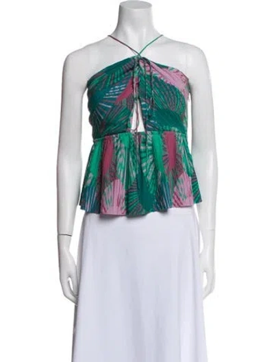Pre-owned Ba&sh Striped Halterneck Crop Top In Green