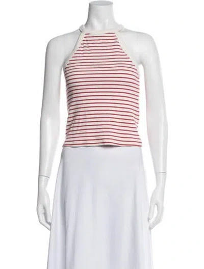 Pre-owned Ba&sh Striped Halterneck Top In White