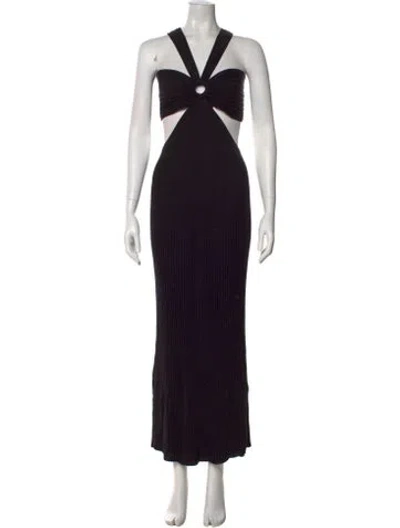 Pre-owned Ba&sh Striped Long Dress In Black