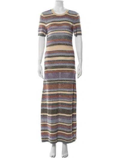 Pre-owned Ba&sh Striped Long Dress In Multicolor