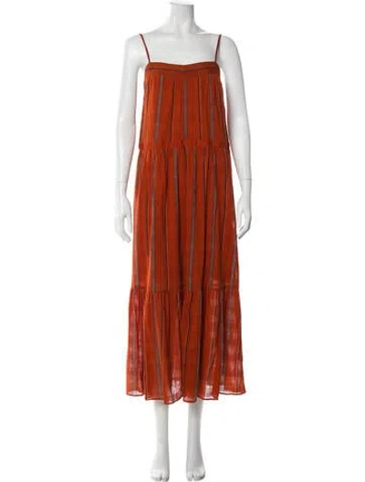 Pre-owned Ba&sh Striped Long Dress In Orange