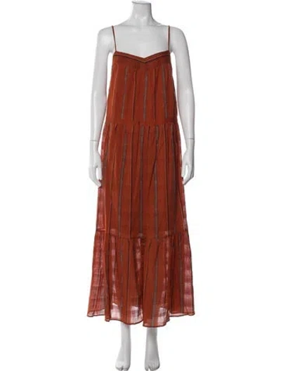 Pre-owned Ba&sh Striped Long Dress W/ Tags In Orange