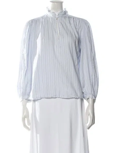 Pre-owned Ba&sh Striped Long Sleeve Blouse In Blue